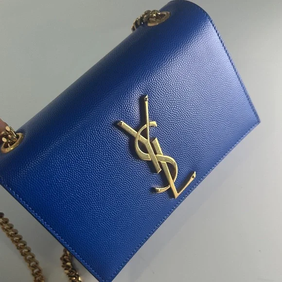Yves Saint Laurent Royal Blue Mini Crossbody with Gold Chain - Picture 7 of 7